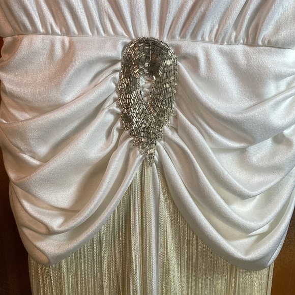 Vintage 80’s party dress. white size 6. Big shoulders! 80’s‎ does 20’s B2 - Picture 3 of 7